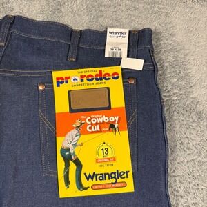 Vintage‎ 90s Deadstock Wrangler Rodeo Cowboy Cut 13MWZ Leather Patch Size 38x38